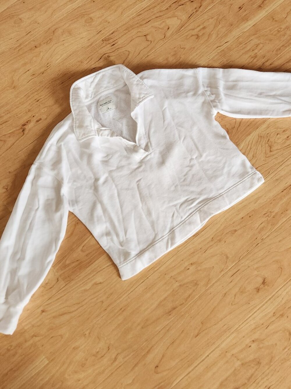 Abercrombie & Fitch Soft AF Pullover Sweater Cotton Cropped Collared White M